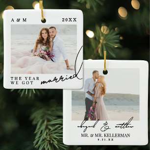Ornement En Céramique Noël de mariage élégant photo
