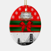 Ornement En Céramique Noël de San Francisco Skyline Red Snowflake (Droite)