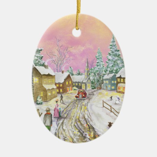 Ornement En Céramique Noël démodé de Snowland (Devant)