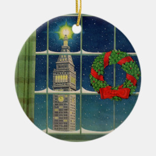 Ornement En Céramique Noël des années 1950 dans la ville