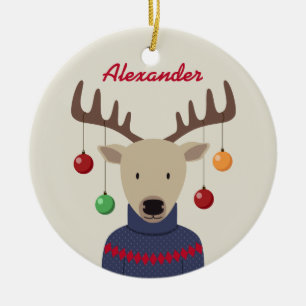 Ornement En Céramique Noël des cerfs