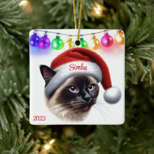 Ornement En Céramique Noël des chats siamois