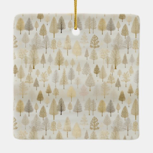 Ornement En Céramique Noël des pins d'argent d'or (Dos)