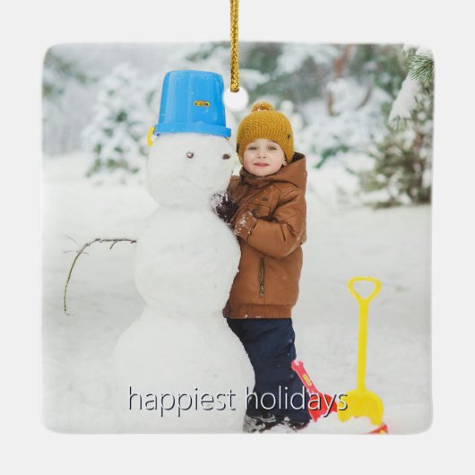 Ornement En Céramique Noël des rennes d'ivoire | Photo rose (Dos)