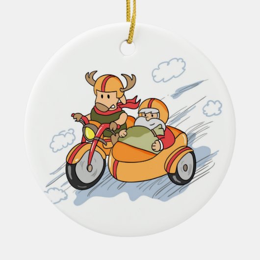 Ornement En Céramique Noël drôle, le traîneau de Père Noël amélioré (Devant)