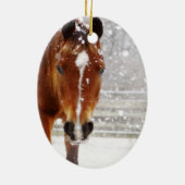 Ornement En Céramique Noël du Cheval d'hiver (Dos)