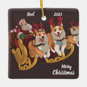 Ornement En Céramique Noël du chien de traîneau