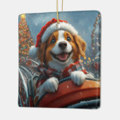 Ornement En Céramique Noël du chien espagnol breton (Gauche)