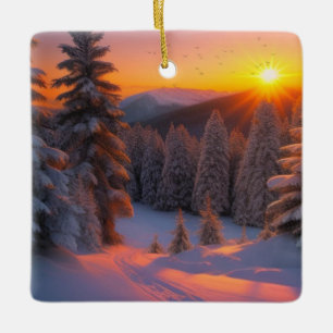 Ornement En Céramique Noël du coucher du soleil