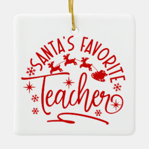 Ornement En Céramique Noël du professeur préféré du Père Noël personnali