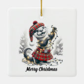 Ornement En Céramique Noël écossais Otter Noël (Dos)