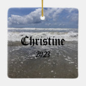 Ornement En Céramique Noël en juillet Surf Père Noël (Dos)