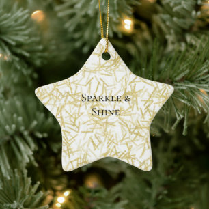 Ornement En Céramique Noël Étincelant Glam Or Blanc