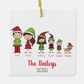 Ornement En Céramique Noël Familial Personnalisé Avec Chien (Devant)