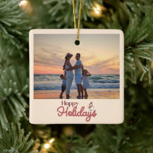 Ornement En Céramique Noël famille amis aquarelle arbre vacances