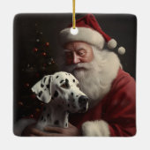 Ornement En Céramique Noël festif Dalmatien avec le Père Noël (Dos)