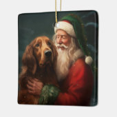 Ornement En Céramique Noël festif du Père Noël de l'Irish Red Setter (Gauche)