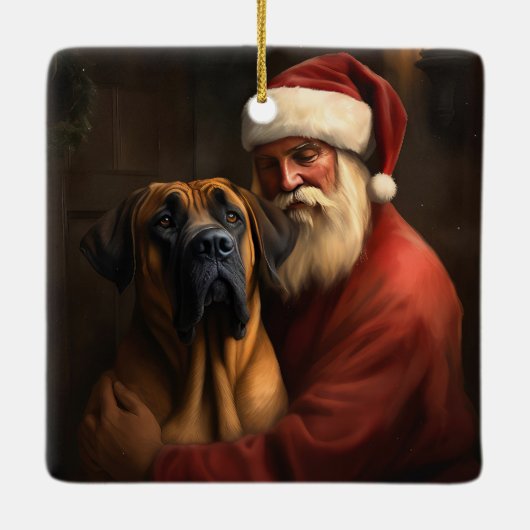 Ornement En Céramique Noël festif Rhodesian Ridgeback Santa Claus (Dos)