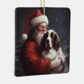 Ornement En Céramique Noël festif Springer Spaniel Santa Claus (Droite)