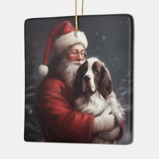 Ornement En Céramique Noël festif Springer Spaniel Santa Claus (Gauche)