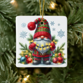 Ornement En Céramique Noël Gnome Art Cosy – Fêtes de fin d'année