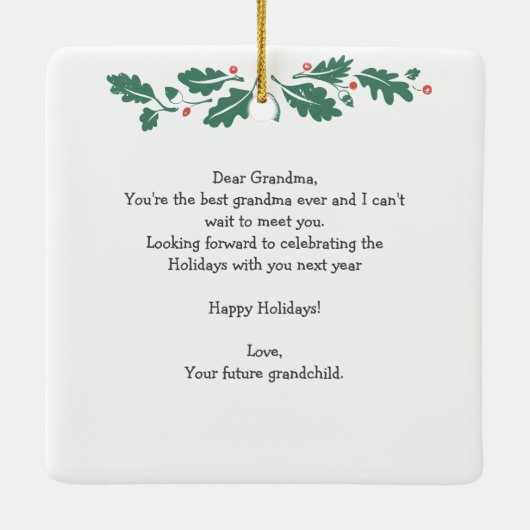 Ornement En Céramique Noël Grossesse Faire-part bébé numérisation grand- (Dos)