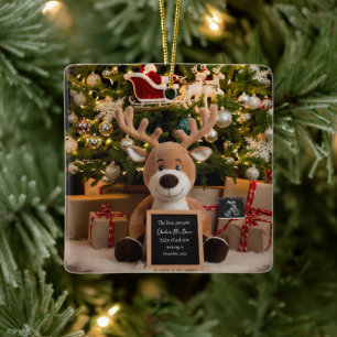 Ornement En Céramique Noël Grossesse Faire-part rennes mignons