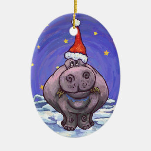Ornement En Céramique Noël Hippopotame