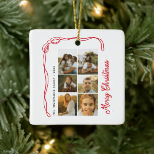 Ornement En Céramique Noël joyeux à la famille avec 6 photos