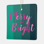Ornement En Céramique Noël Joyeux et rose vert clair (Gauche)