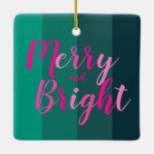 Ornement En Céramique Noël Joyeux et rose vert clair (Dos)