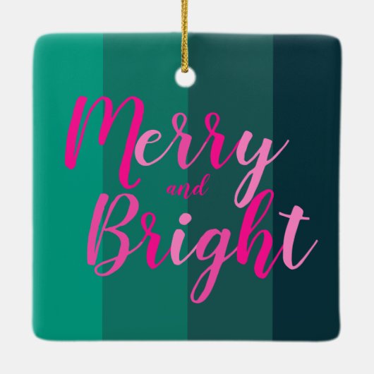 Ornement En Céramique Noël Joyeux et rose vert clair (Dos)