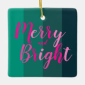 Ornement En Céramique Noël Joyeux et rose vert clair (Devant)