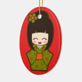 Ornement En Céramique Noël Kokeshi (Gauche)