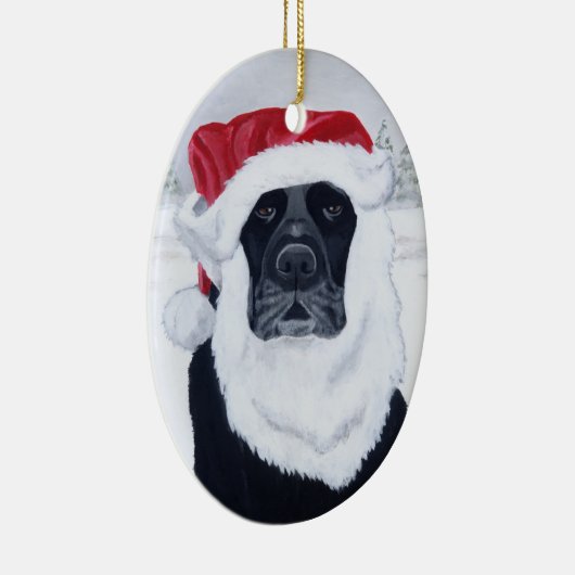 Ornement En Céramique Noël Labrador noir Père Noël (Droite)