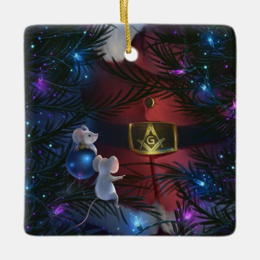 Ornement En Céramique Noël maçonnique unique (Devant)