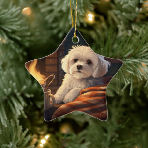 Ornement En Céramique Noël Maltais Unique, Cadeau Pour Amoureux de les c
