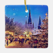 Ornement En Céramique Noël Merry Go Round et l'église allemande (Devant)