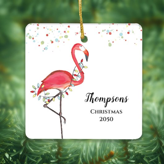 Ornement En Céramique Noël mignon Flamant rose rose