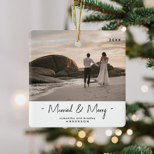 Ornement En Céramique Noël Moderne de Nouveaux Mariés 1ère Photo