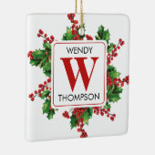 Ornement En Céramique Noël Monogramme Rouge & Green Festive (Droite)