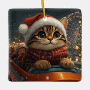 Ornement En Céramique Noël Montagnes Russes Chat Bengal
