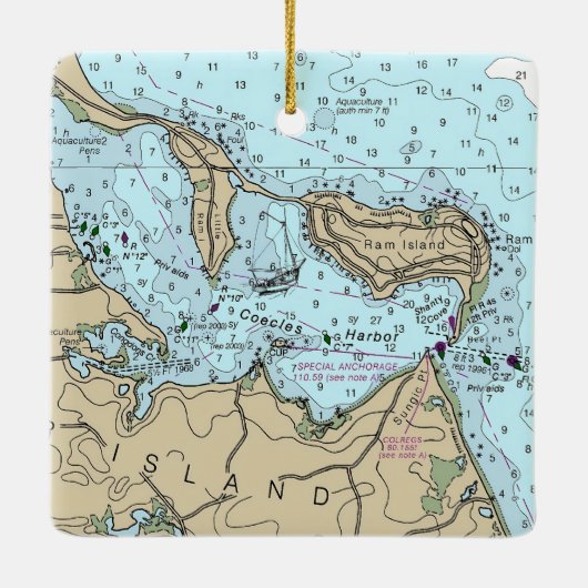 Ornement En Céramique Noël nautique du port de Coecles (Dos)