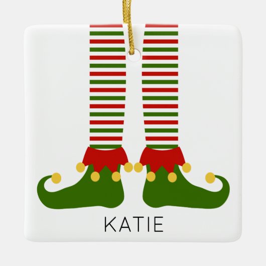 Ornement En Céramique Noël Nom d'elfe Festif Fête Fun (Devant)