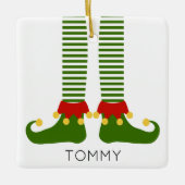 Ornement En Céramique Noël Nom d'elfe Festif Fête Fun (Devant)