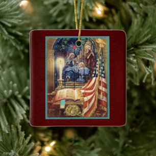 Ornement En Céramique Noël patriotique Dieu et Pays