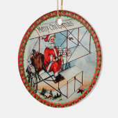 Ornement En Céramique Noël Père Noël volant un vieil avion (Gauche)