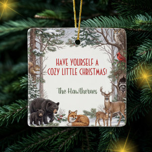 Ornement En Céramique Noël personnalisé aux animaux de la forêt cosy