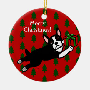 Ornement En Céramique Noël personnalisé de Boston Terrier