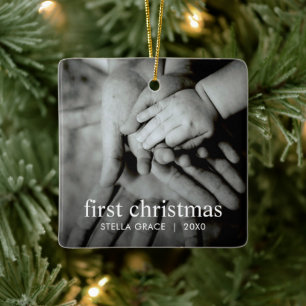 Ornement En Céramique Noël personnalisé élégant et moderne pour bébé